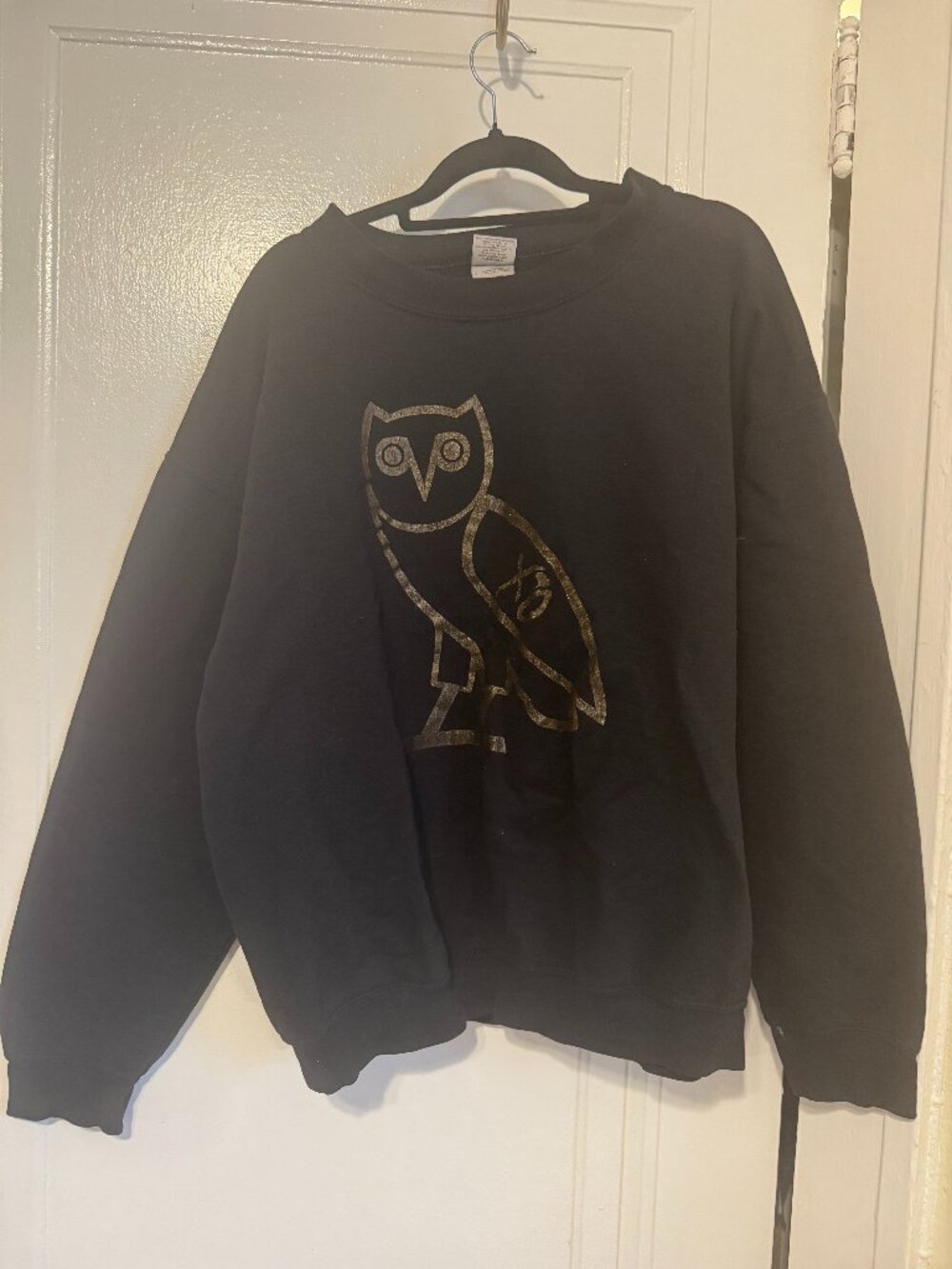 OVO Owl Crewneck Black Tonal Logo Oversized Sweatshirt